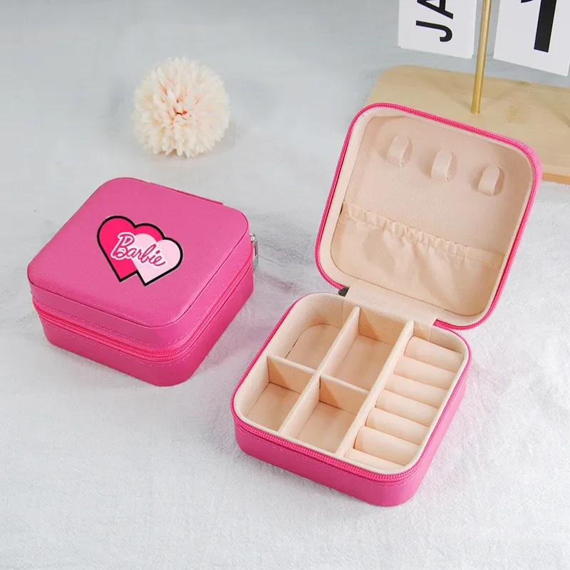 Barbie Portable Jewelry Storage Earrings Box Necklace Ring Small Exquisite Leather Dust-proof Home Jewelry Box Multifunctional