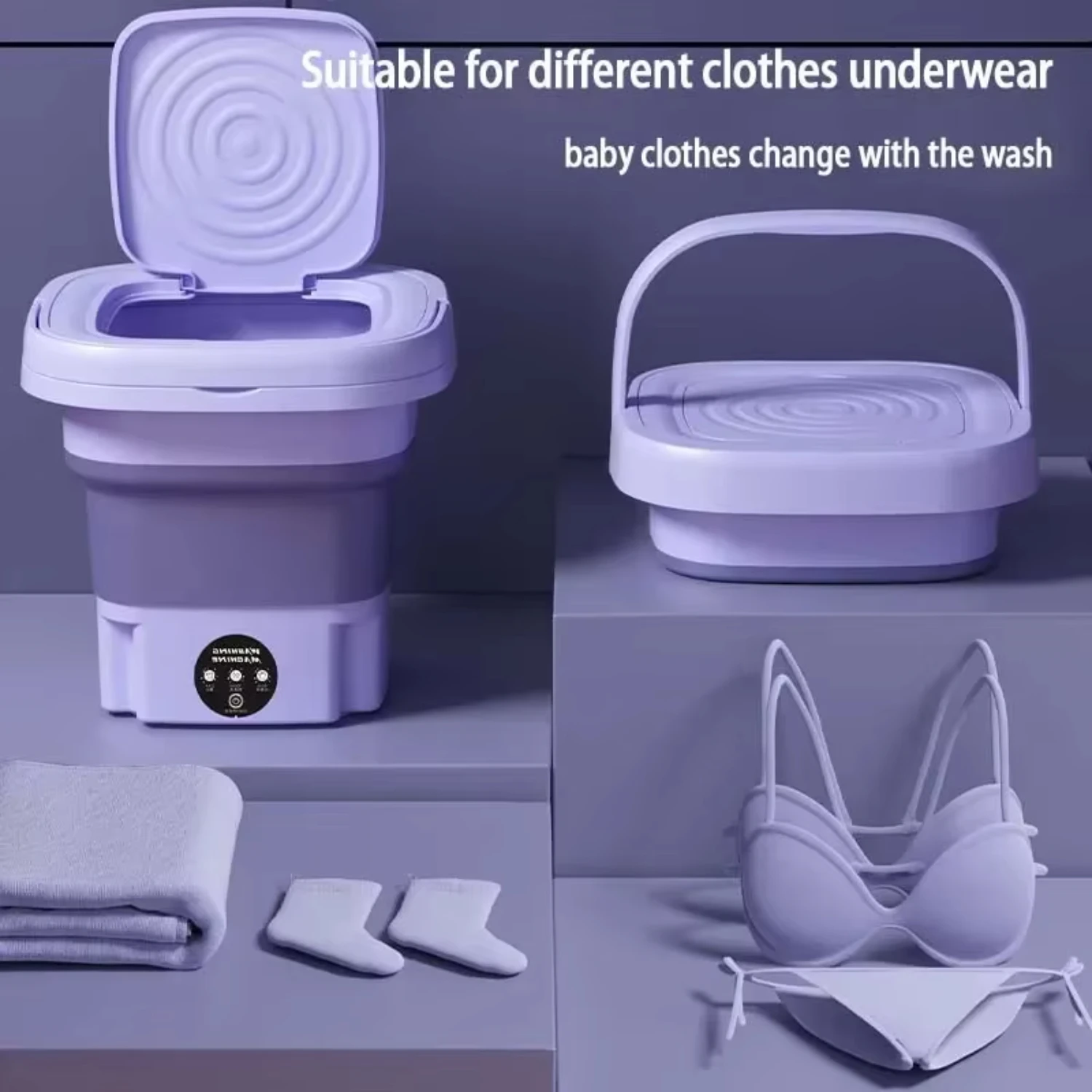 Portable Washing Machine 8L Mini Household Clothes Socks Underwear Cleaning Washer Travel Machine With Centrifuge Drying