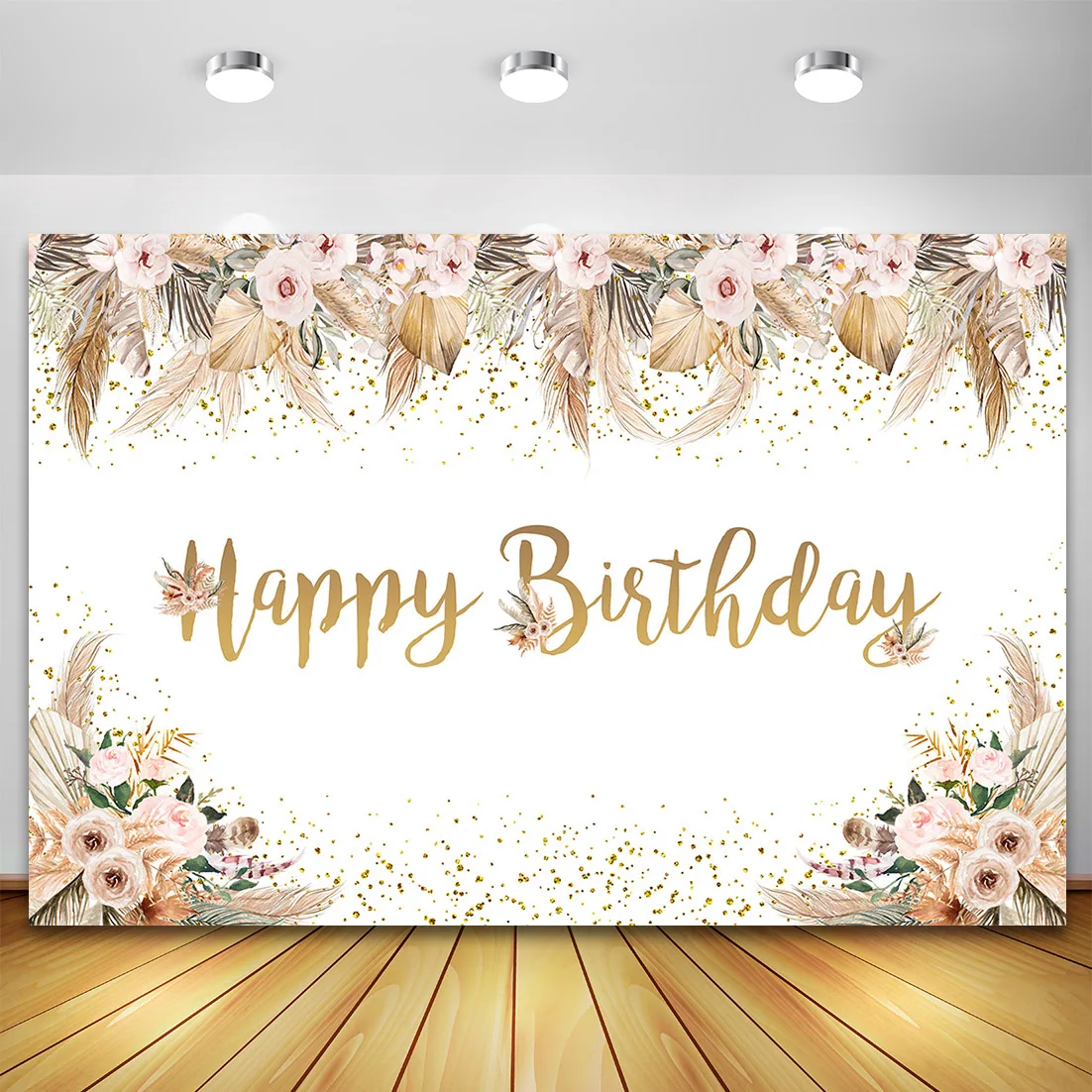 Fondo de fotografía Bohomian flores Pampas hierba Baby Shower cumpleaños decoración de pared rosa Floral princesa Photozone fotografía fondo