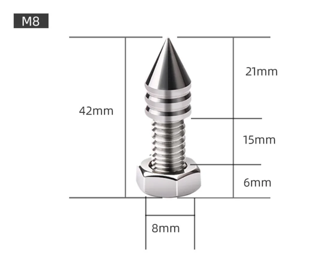 8ピース/ロットM6 M8 M10 316LSSステンレス鋼スピーカーアンチショックスパイクスタンド分離フィートベース