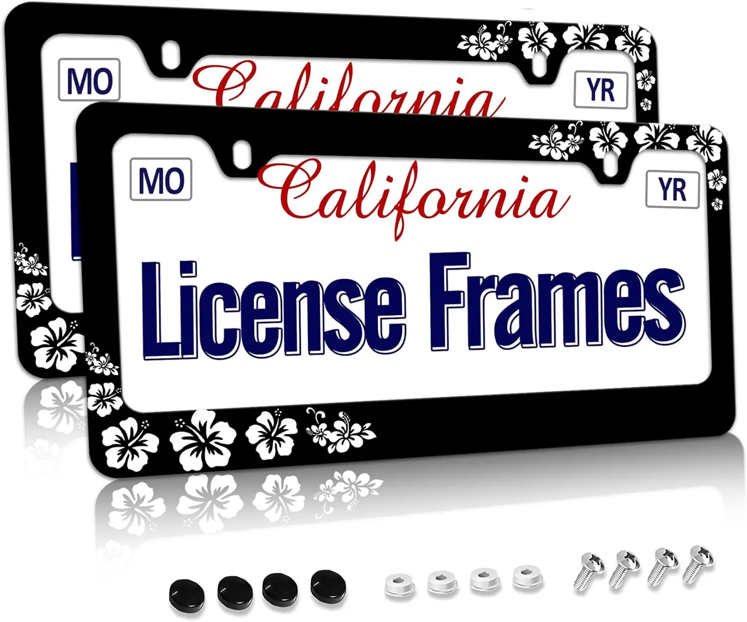 

Floral Hibiscus License Plate Frame Holder Cover for Car Decoration