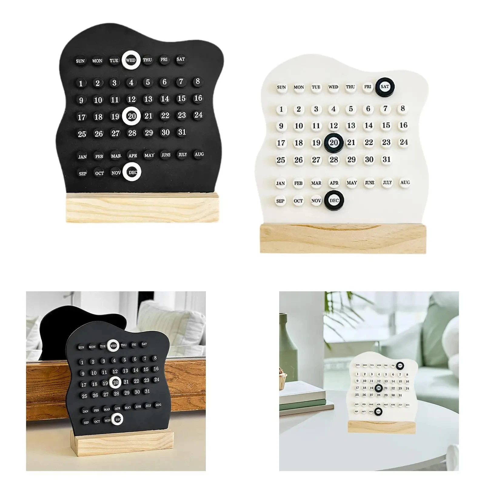 

Деревянный календарь-обручи «Облака» для самостоятельной сборки, милый, регулируемый, с отображением недели, месяца и даты, на деревянной подставке, круглые обручи, декор для дома и офиса