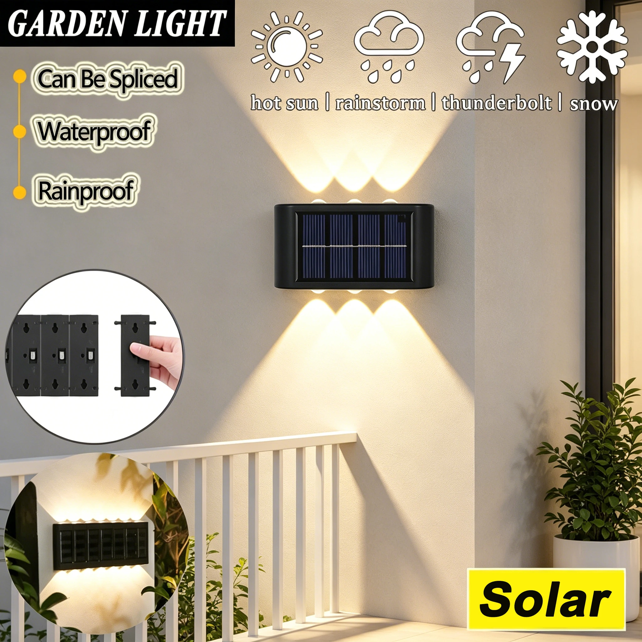Solar LED Outdoor Light Solar Lighting Sensor Lamp Streetlights Exterior Garden Decoration Garland Waterproof Solar Wall Light