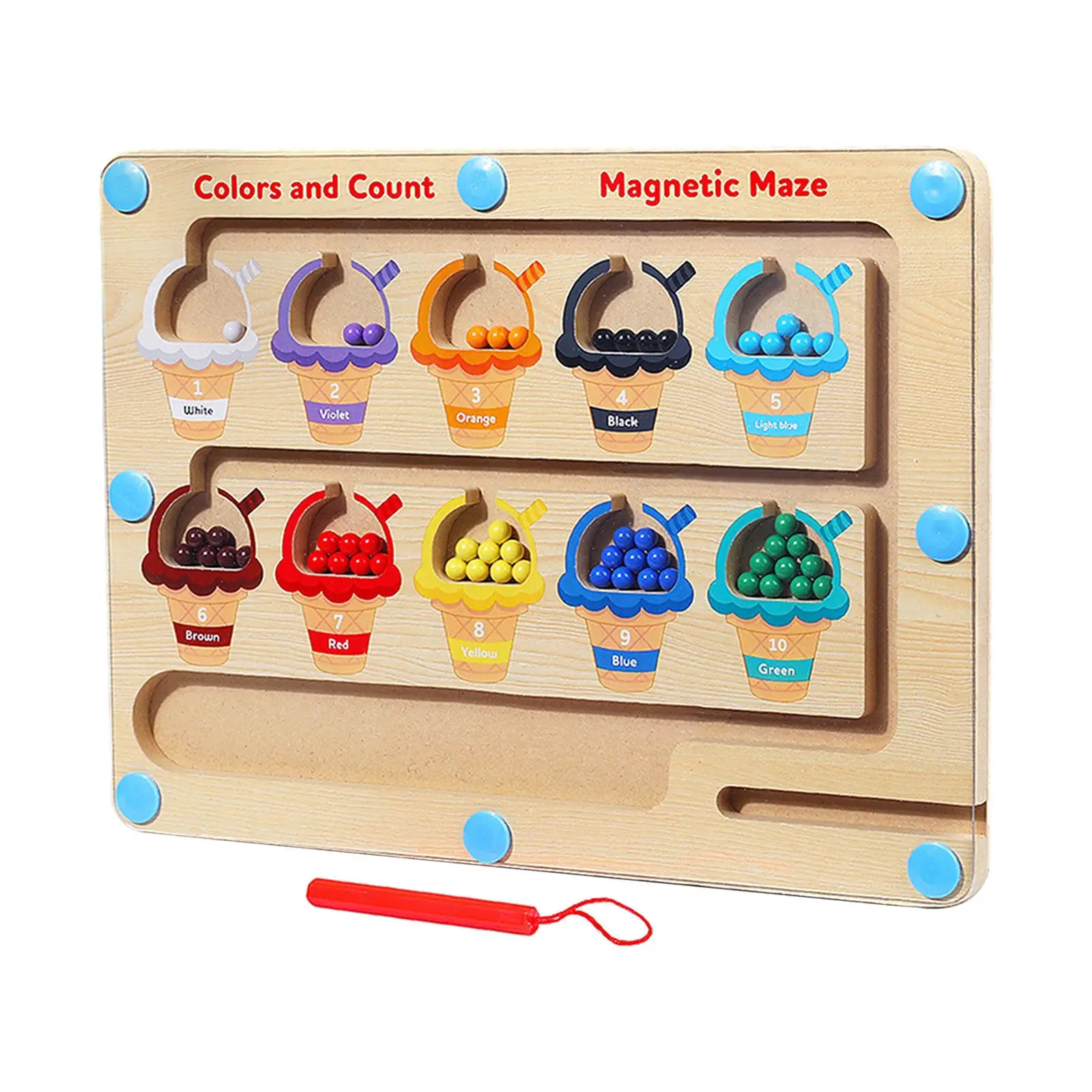 Houten kleuraanpassing Leren tellen Puzzelbord Activiteiten Tellen Matching Board voor kinderen van 3 jaar, meisjes, jongens, peuters