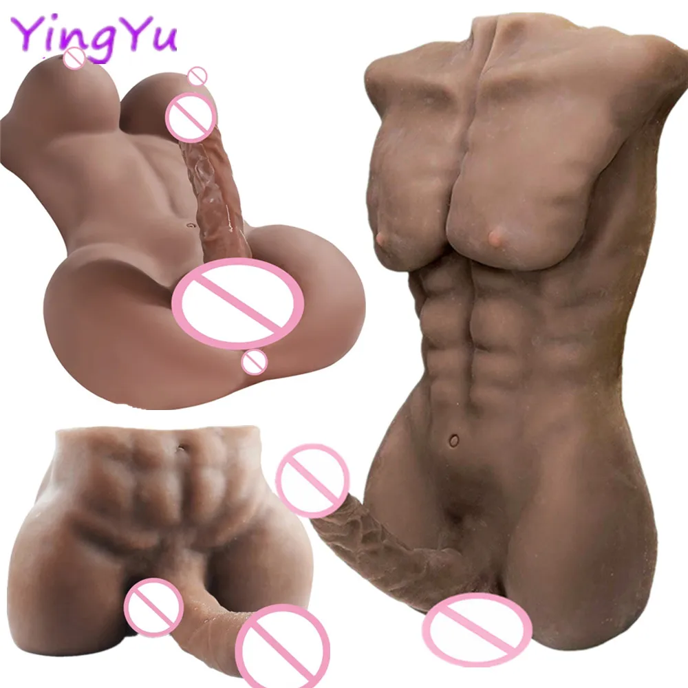 African Sexy Black Skin Male Body Female Masturbation Long Penis Sex Doll Big Breast Huge Dildo Plug Male Masturbator Doll 18+