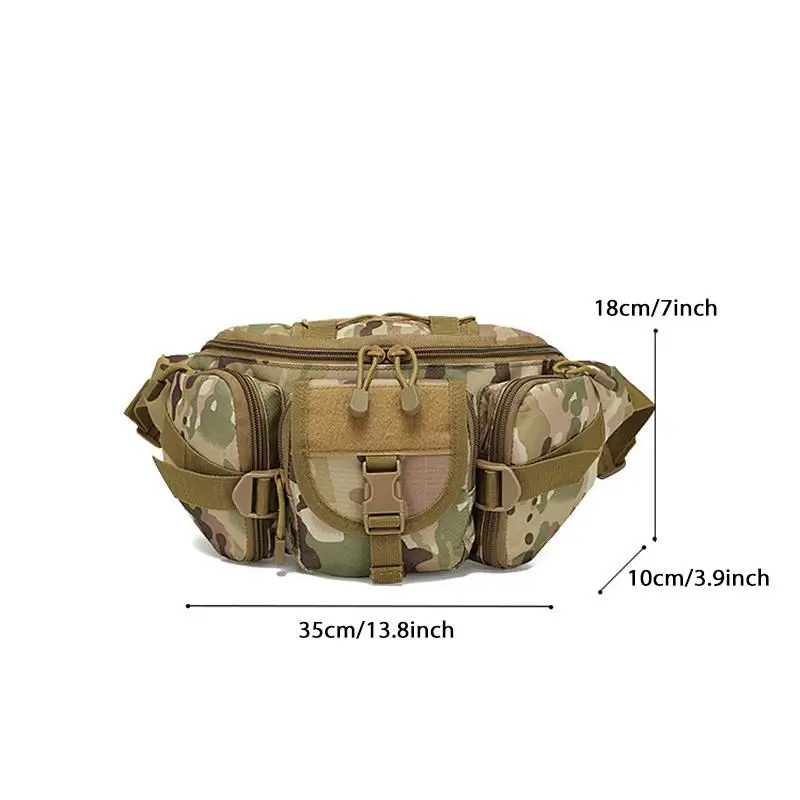 TINYAT Men's Camouflage Waist Bag Multiple Pockets High Capacity Top Velcro strap Crossbody Bag Cycling, Leisure Chest Bag