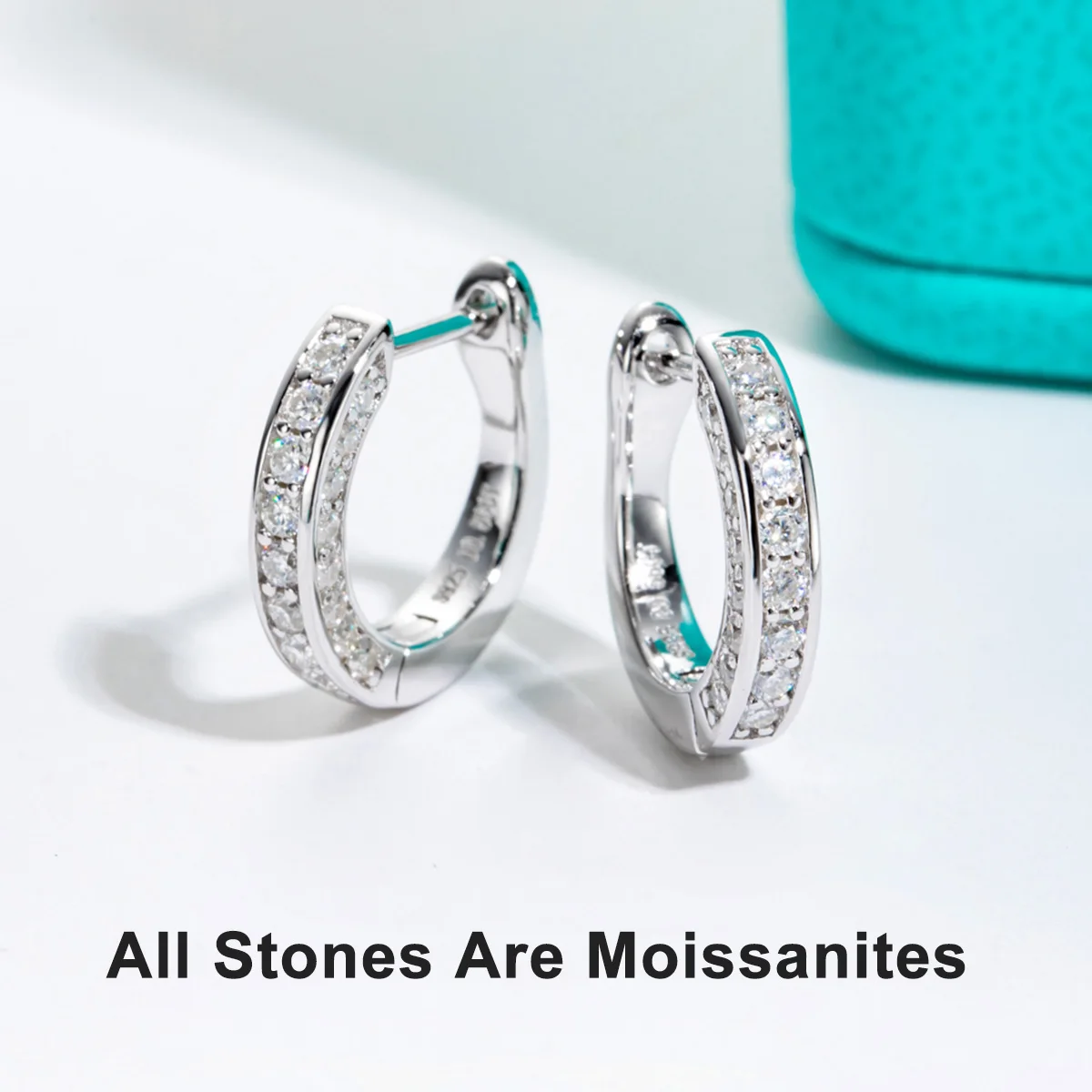 AnuJewel 0.56cttw Luxury Moissanite Ear Hoop Earrings 925 Sterling Silver Earring For Woman Wedding Engagement Jewelry Wholesale image 3