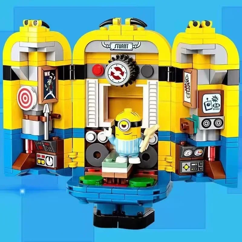 Despicable Me Minionki Seria Budynek Anime Figurka Mini Śliczny Kolekcjonerski Model Zabawki Bloki Ozdoba Pokoju Budowlęcego Prezent Urodzinowy