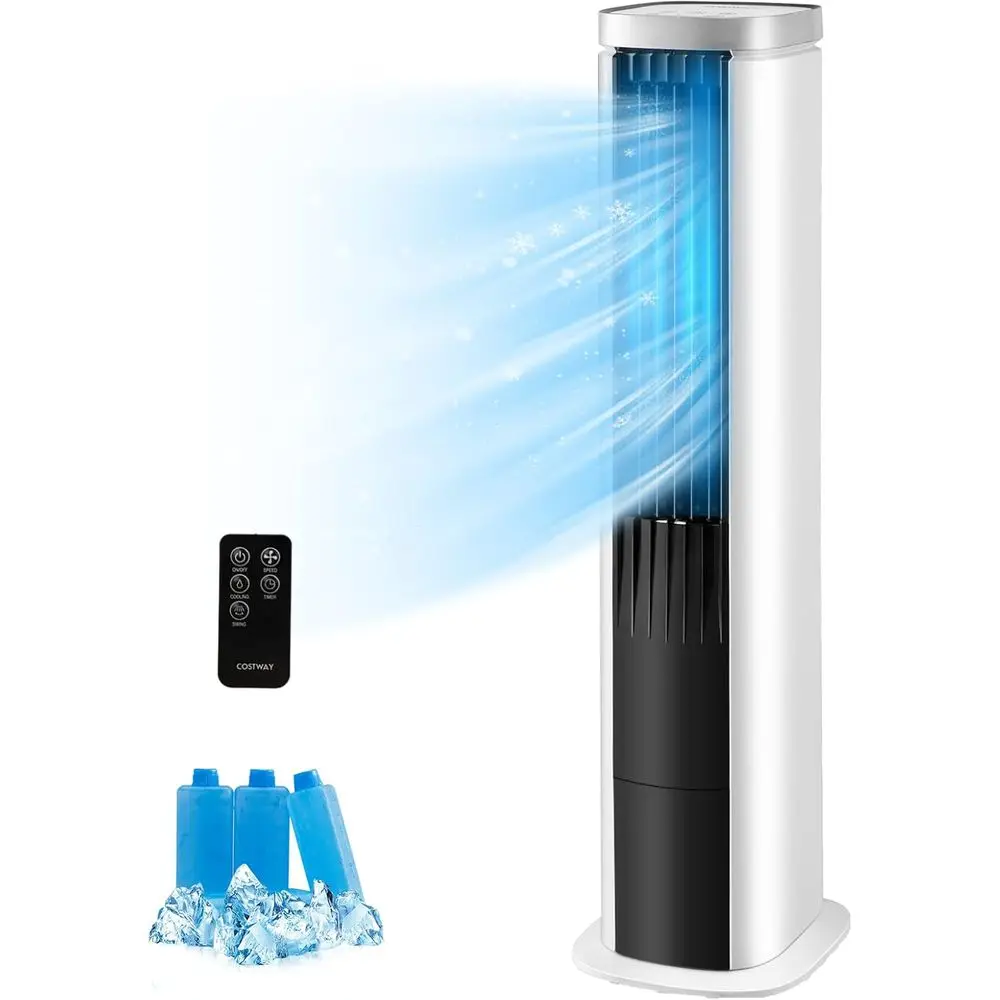 

40-дюймовый напольный охладитель с пультом дистанционного управления, 4 аккумулятора холода, 4 скорости, таймер на 7 часов, 60 ° Оптический датчик осцилляции, бесшумный, для домашнего офиса