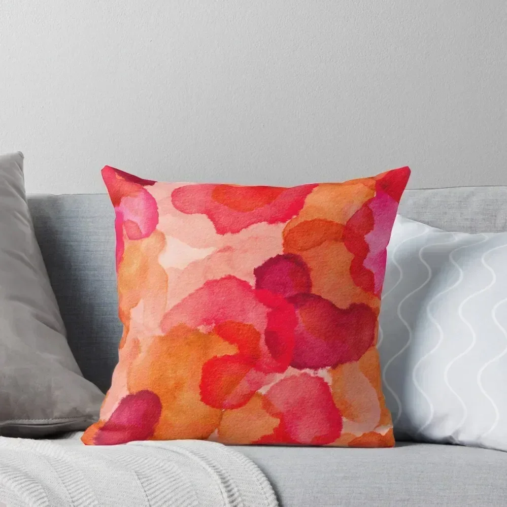 

Abstract watercolor red, pink, orange, and salmon color repeat pattern Throw Pillow Decorative Sofa Cushion pillow