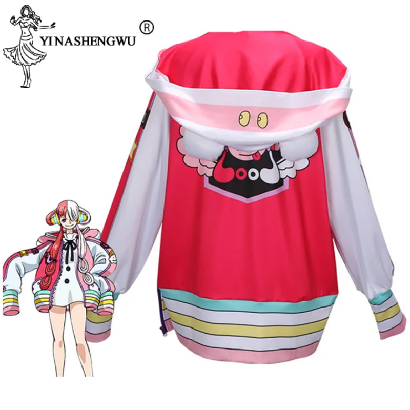 Anime One Piece Uta Cosplay Costume, Film Rouge, Perruque Uta, Sauna, Veste pour Téléphone, Manteau, Ailes Dégradées, Accessoire d'Halloween, Play Shanks Clothes