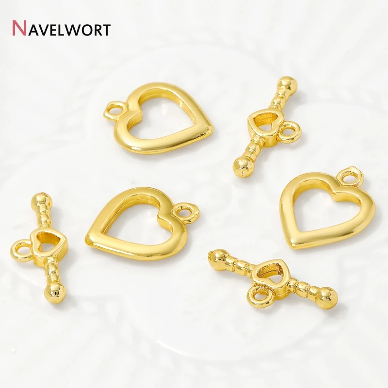 14K Gold Plated Brass Heart OT Clasps Toggle Clasps Hooks Connector,For Bracelet Necklace Making Accessories,Jewelry Materials view 5