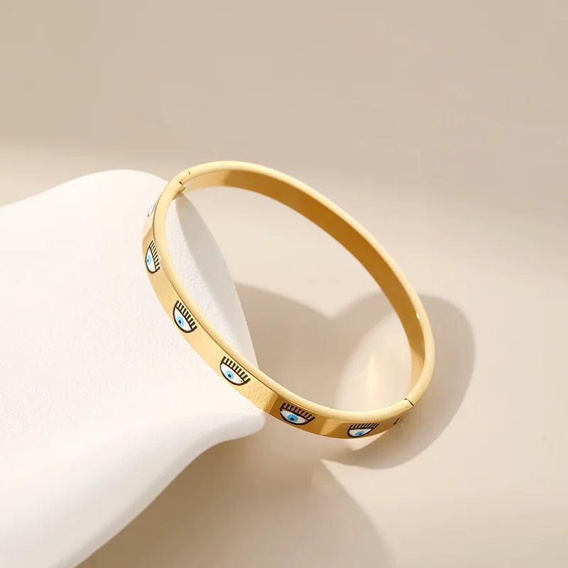 PAPERPLUS | Women Evil Eye Gold Bracelet. Stainless Steel.Turkish Charm Accessories. New