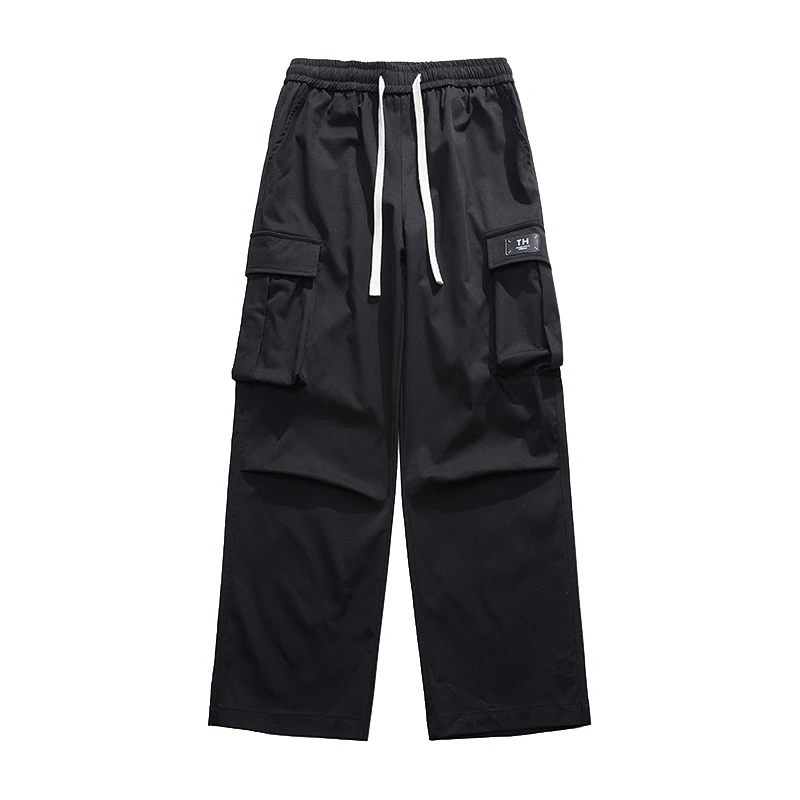 American retro high street cargo casual pants boys summer thin loose wide-leg pants 2024 new trend straight pants