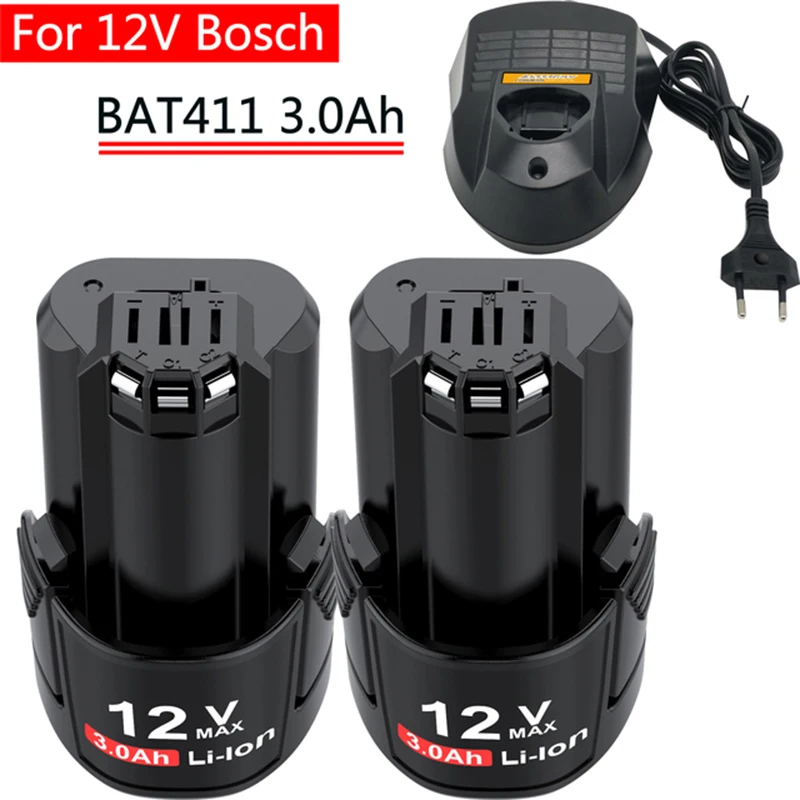 for 12V Bosch 3000mAh BAT411 Replacement Bosch 12V Battery for BOSCH BAT412A BAT413A D-70745GOP 2607336013 2607336014 PS20-2