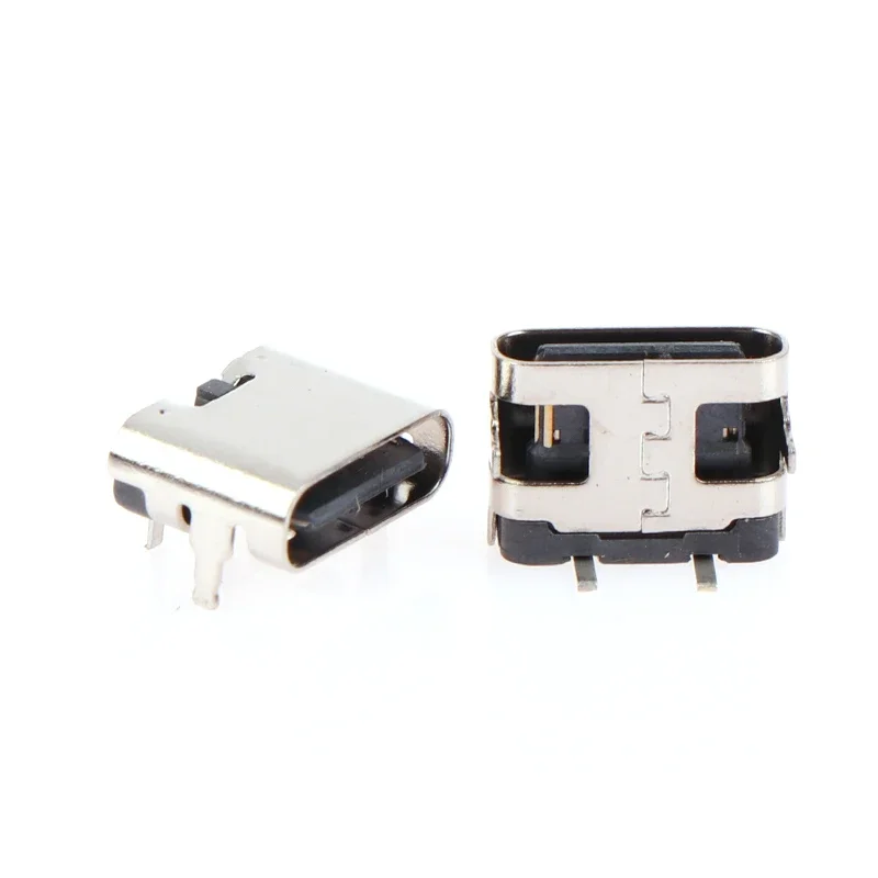 10Pcs Type-C Female Seat 2 Pin Plug Micro Connector Socket USB Power Jack Dock For Mobile Phone Charging Port