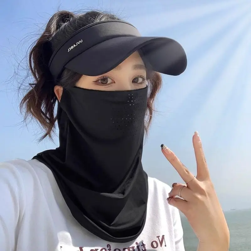 2024 UV Protection Outdoor Neck Wrap Cover Sports Sun Proof Bib Ice Silk Mask Face Cover Neck Wrap Cover Sunscreen Face Scarf