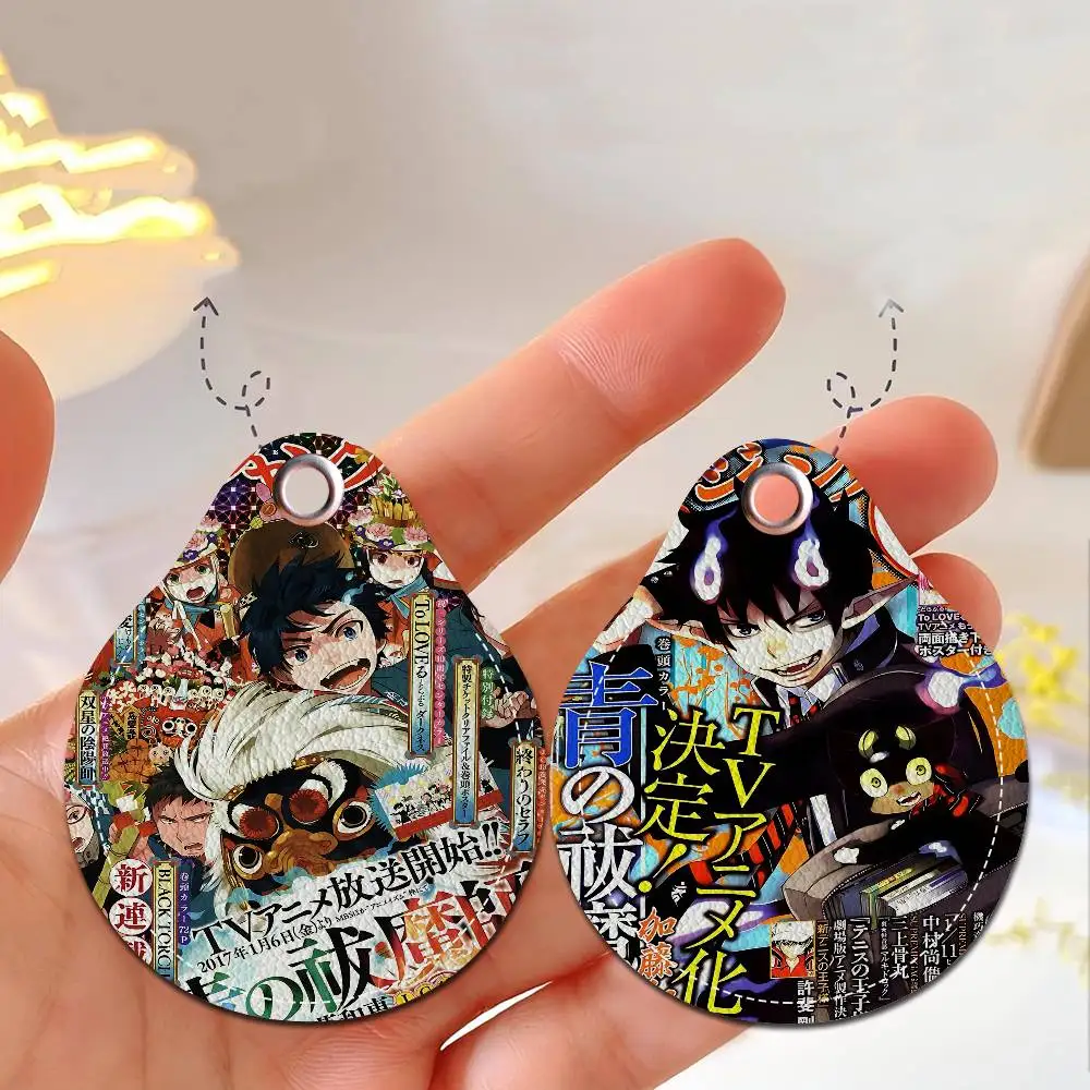 الأزرق طارد الأرواح الشريرة الكلاسيكية خمر 1 قطعة بو الجلود المفاتيح واقية قفل الباب التحكم في الوصول العلامات حافظة للبطاقات مفتاح العلامة الدائري #4