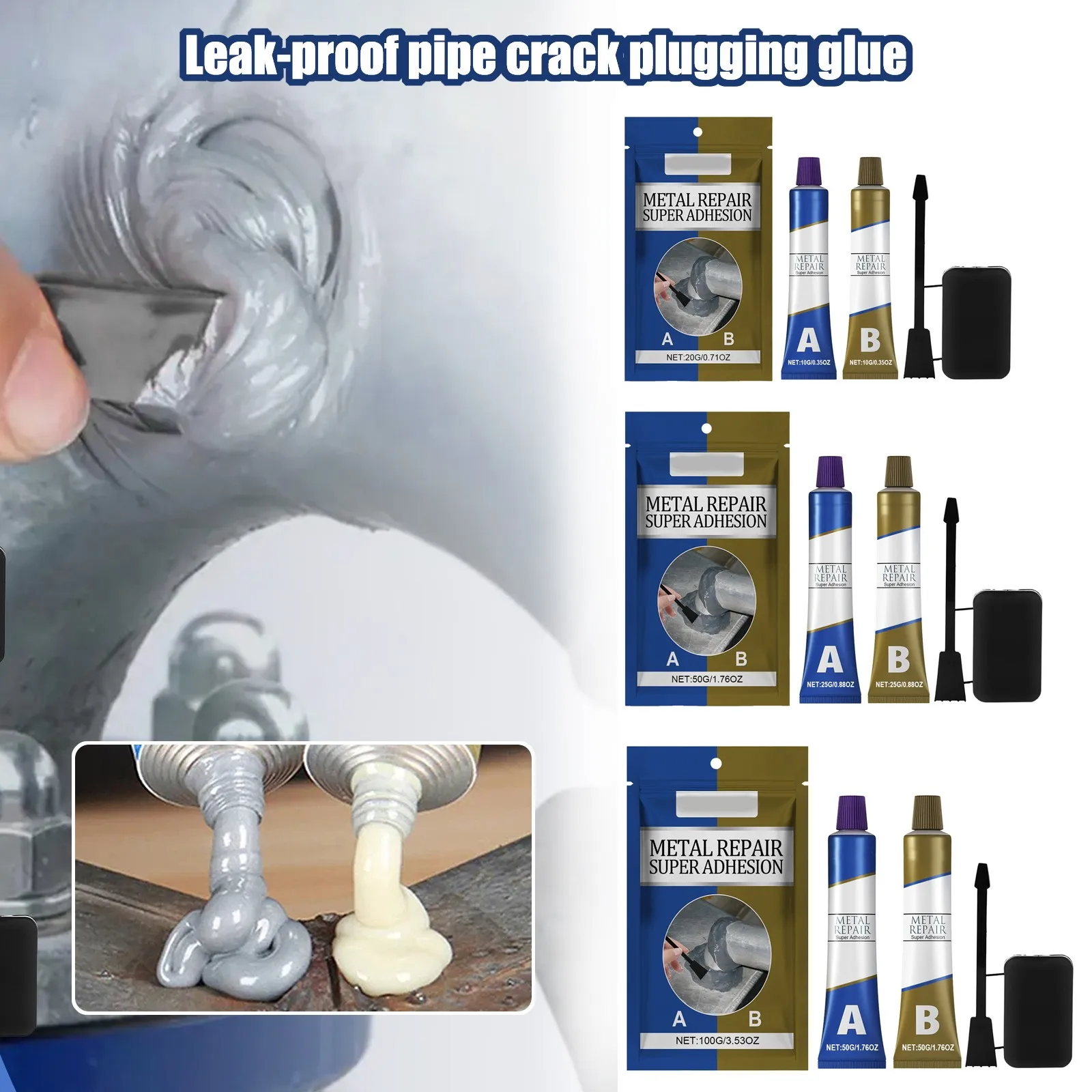 

Casting AB Glue Leakproof Metal Products Surface Crack Plugging Adhesive Glue Industrial High Strength Bonding Sealant Weld