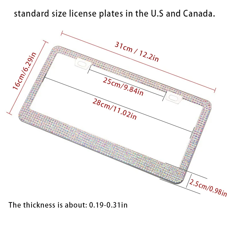 31*16 cm Bling Kristal Auto Kenteken Frame Vrouwen Strass Kenteken Frame Cover Houder Auto Accessoires met Schroef