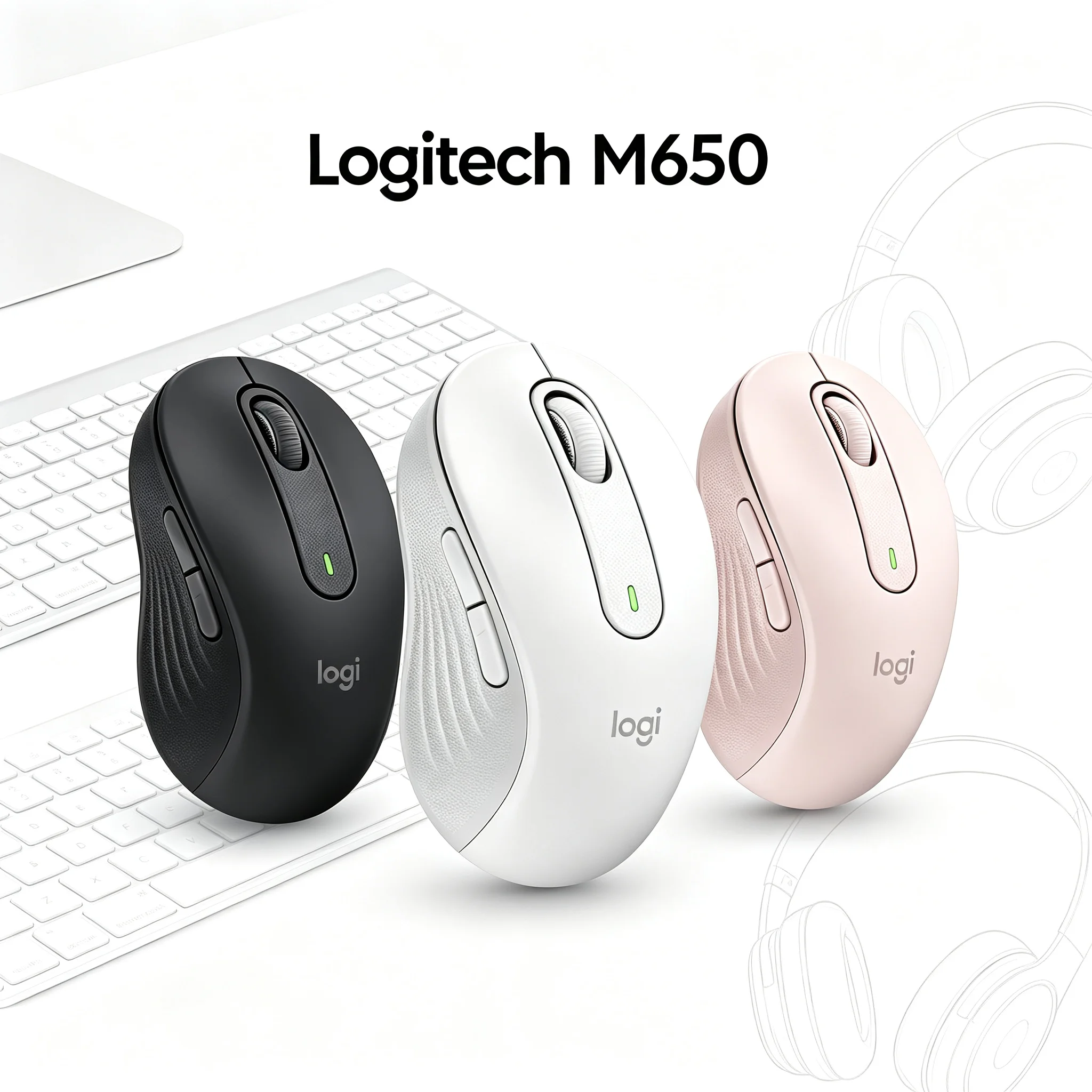 Logitech M650 Signature Ergonomic Wireless Mouse SmartWheel Precision & Hyper Scroll Multi OS Compatible Windows Mac Chrome Linu