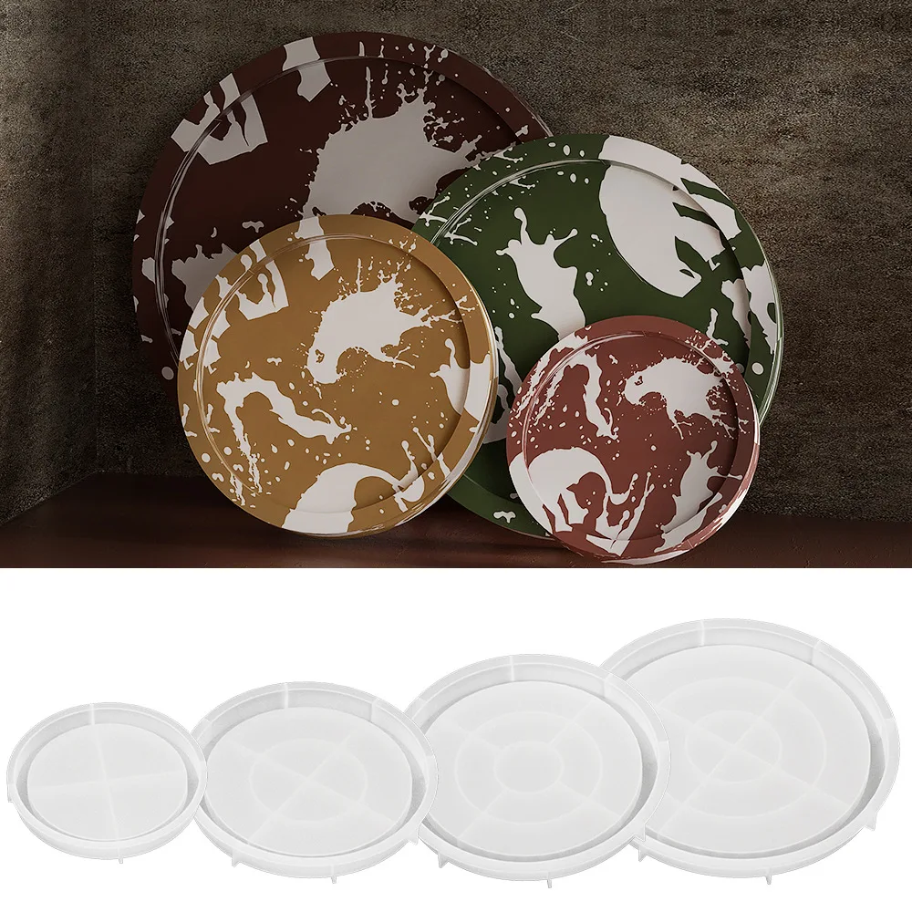 Large Round Serving Tray Mold with Edges for DIY