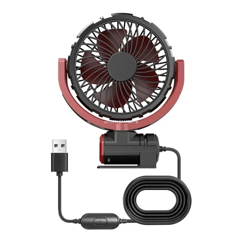 

Car Fan Single Head USB Fan for Car, 12V/24V Vehicle Cooling Fan Brushless Motor 3 Speed, 360Rotation for Car Truck Dropship