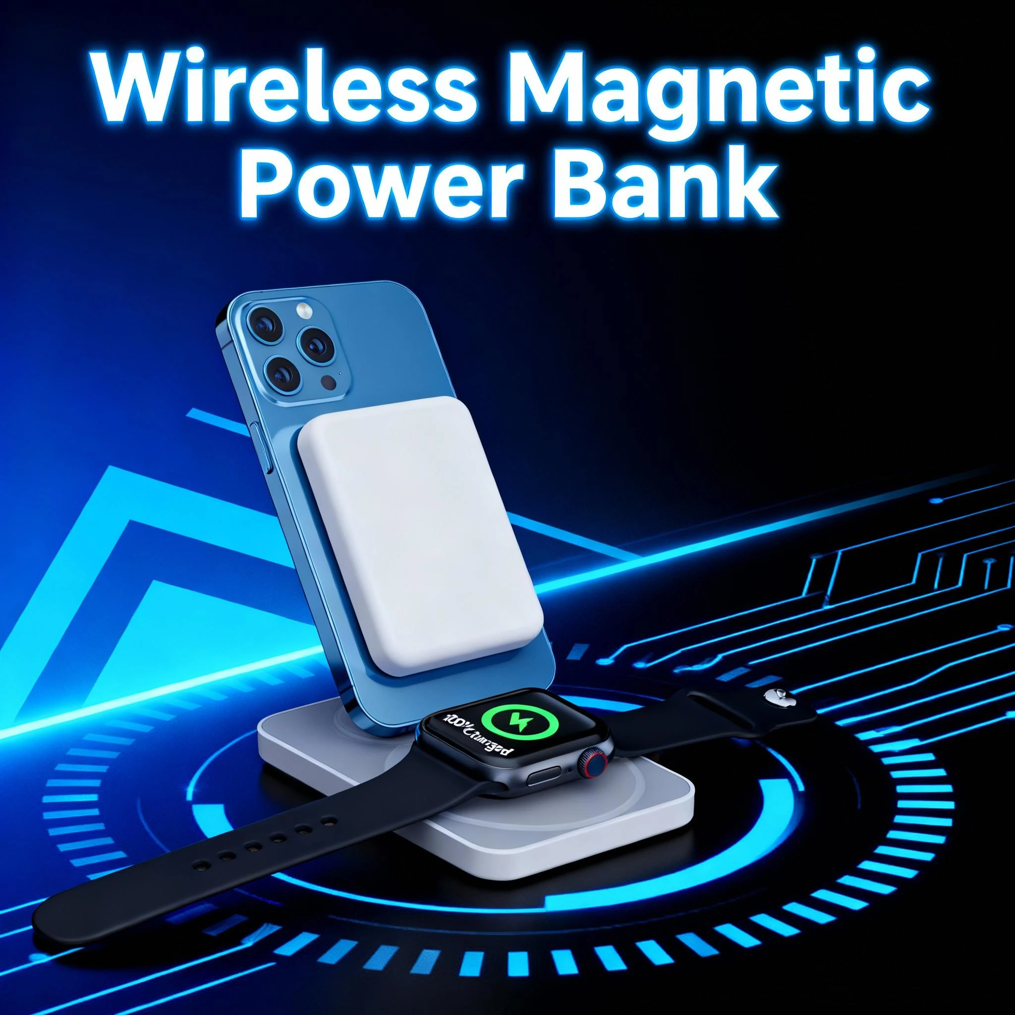 

Power Bank емкостью 5000 мАч с магнитной беспроводной зарядкой, подходящий для смартфонов iWatch и AirPods, тонкая и портативная быстрая зарядка