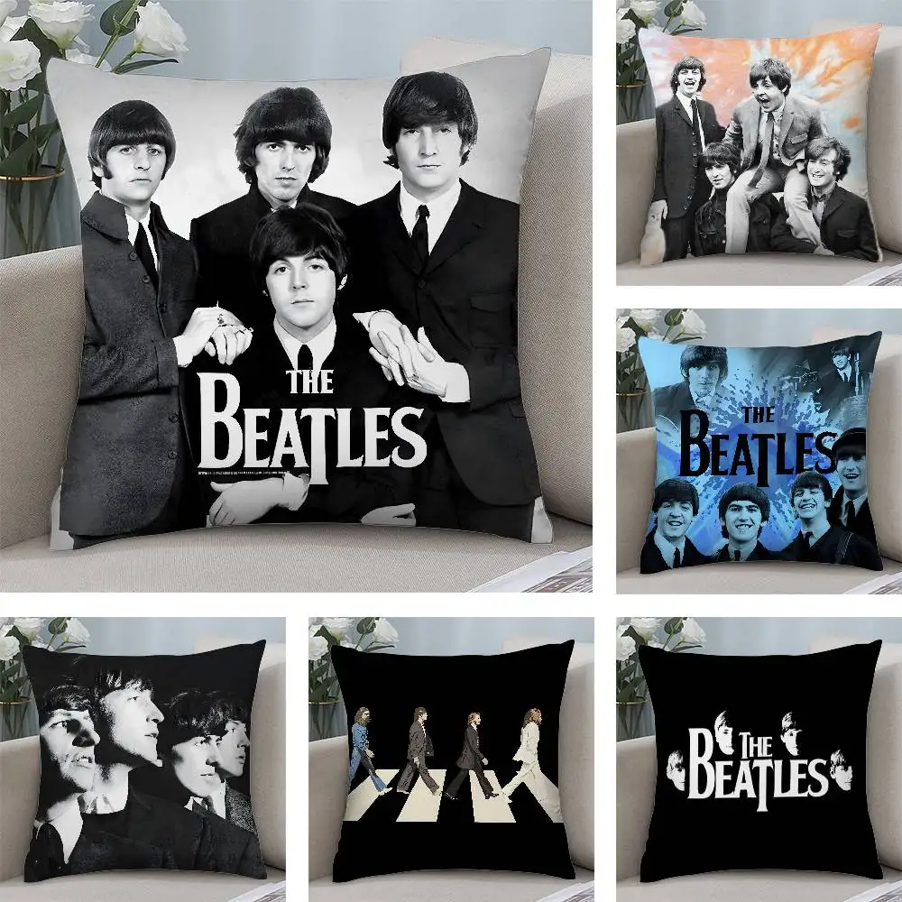 The B-beatleS-Band Pillow Case Plush Fabric Soft  Pillowcase Double Sided Print Cushion Cover Household