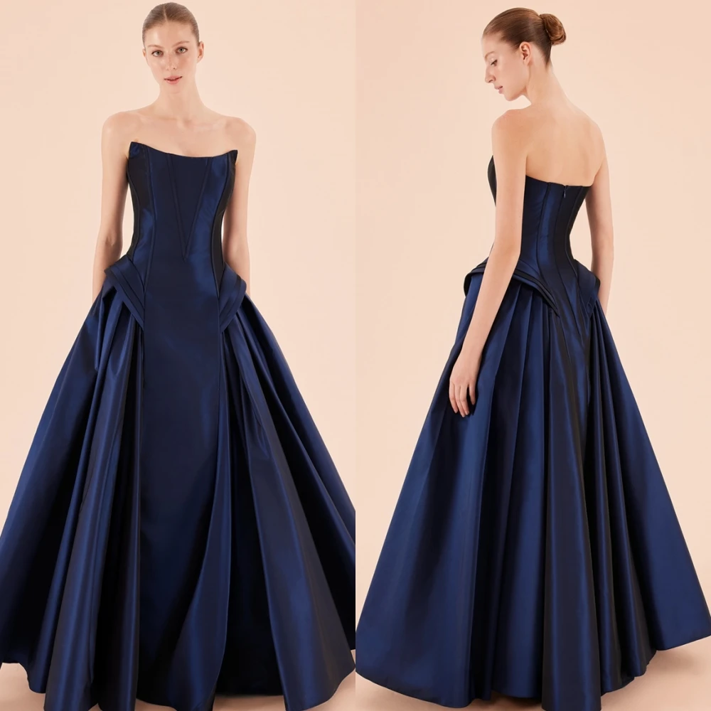 

Customized Graceful Satin A-Line Evening Dress Luxury Strapless Prom Dresses High Quality Special Occasion Gowns