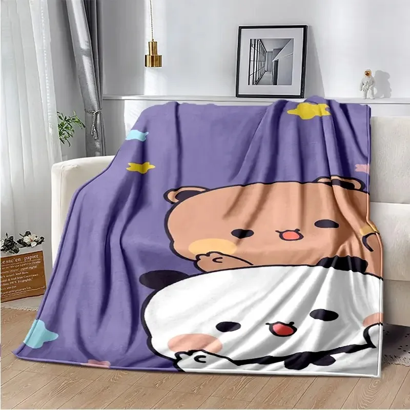 Customize Cartoon Print Bear and Pa Blanket Cute Bubu  Dudu Series  Kids Warm Flannel Soft Comfortable Home Bed