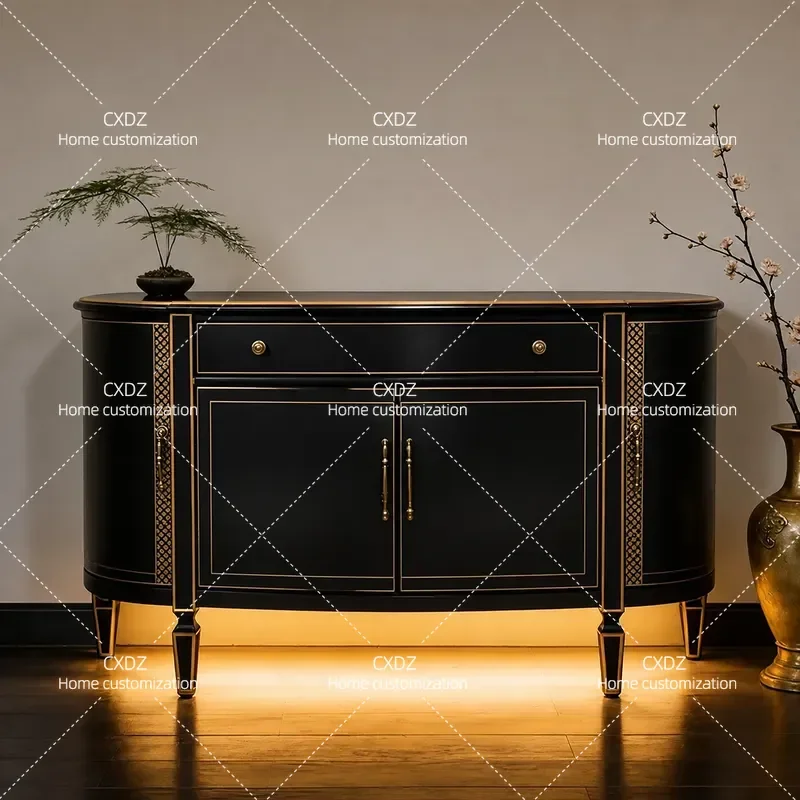 Chinese Style Retro Hand Painted Solid Wood Entrance Cabinet Hallway Storage Sideboard Decorative Console Table for Living