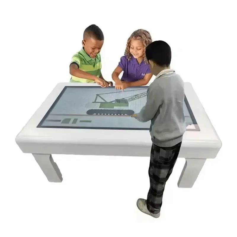 Interactive 32 43 55 Inches HD Smart Multi-Media Touch Screen Coffee & Game Table LED Strips Light for Home School Play Group