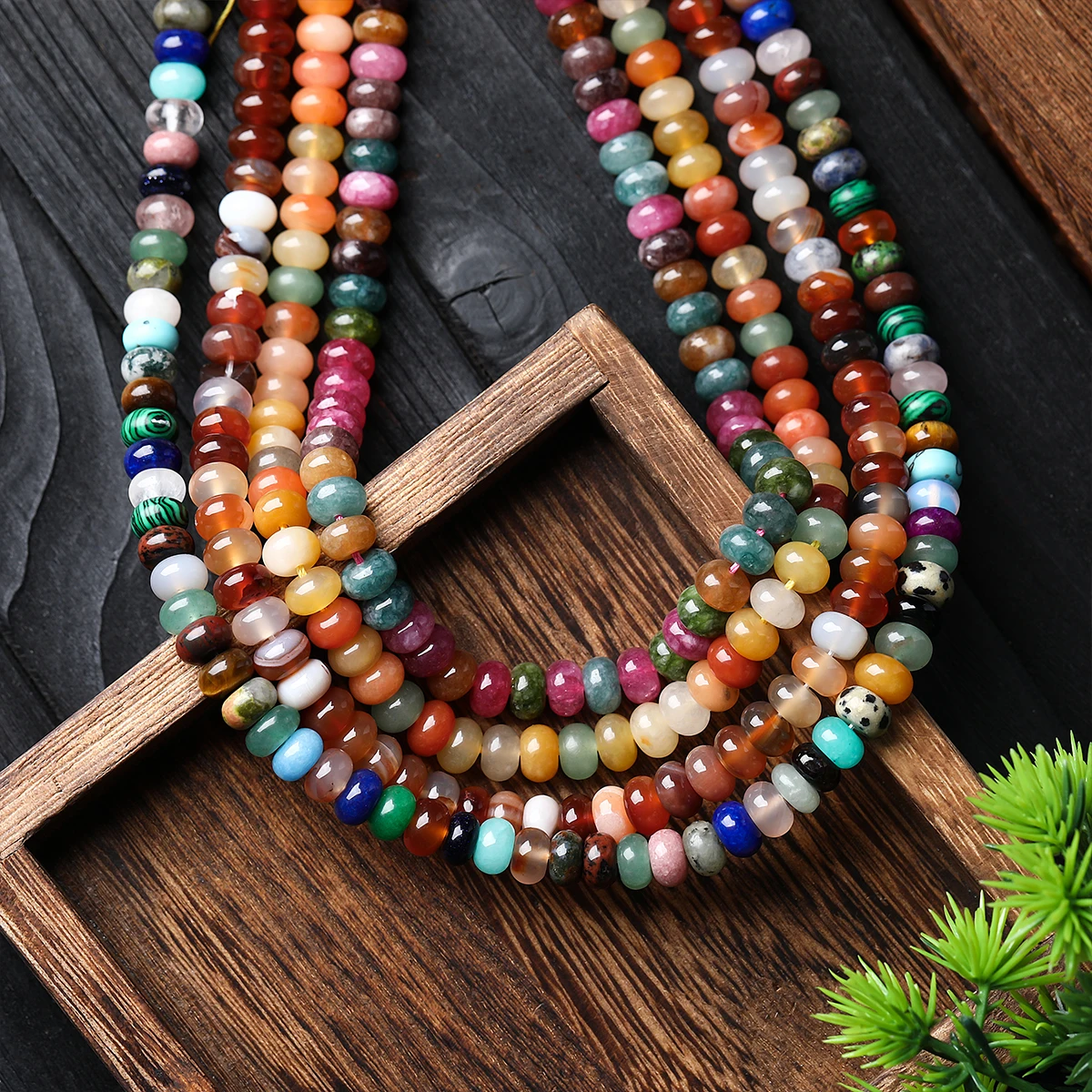 5*8mm Natural Stone Amethyst Tourmaline Abacus Beads Loose Spacer Rondelle for Jewelry Making Bracelet Necklace DIY Supplies 15