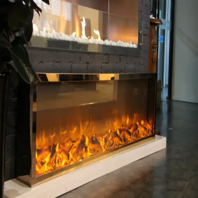 Lar 1800mm Modern Hotel Electric Fireplace With 3D Pebbles Effect Contemporary Electric Fireplaces