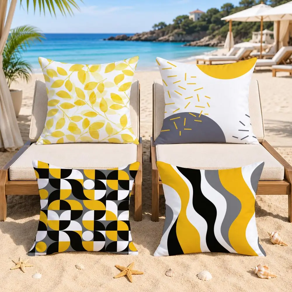 Yellow Black Geometric Set Cushion Cover Double-Sided Printed Bedroom Bedside Pillow Sofa Cushion Cover