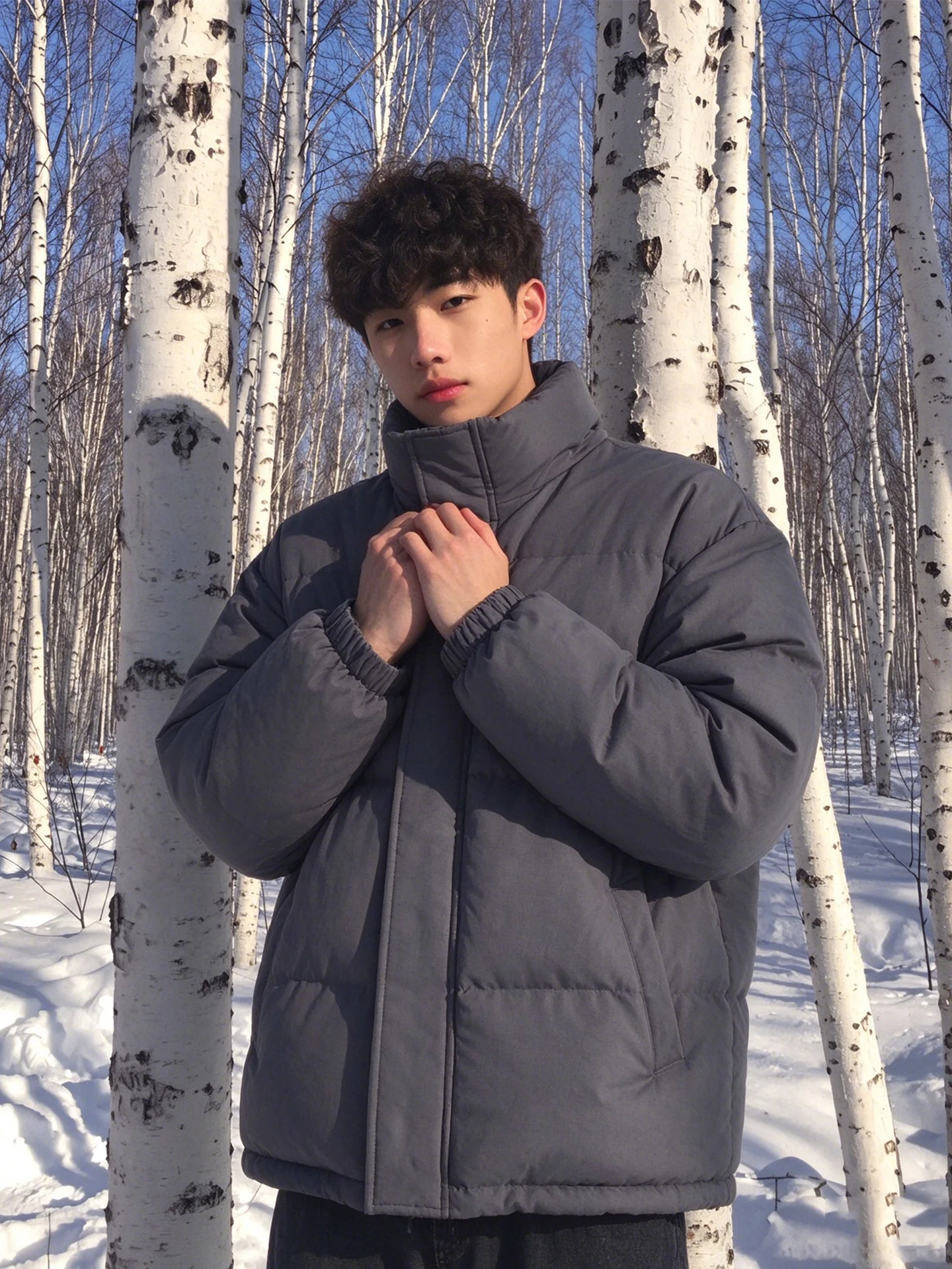 Thickened Cotton Jacket Men's Winter Outdoor Warmth Protection Large Size Loose Fit Stand Collar Workwear Bread Style Coat