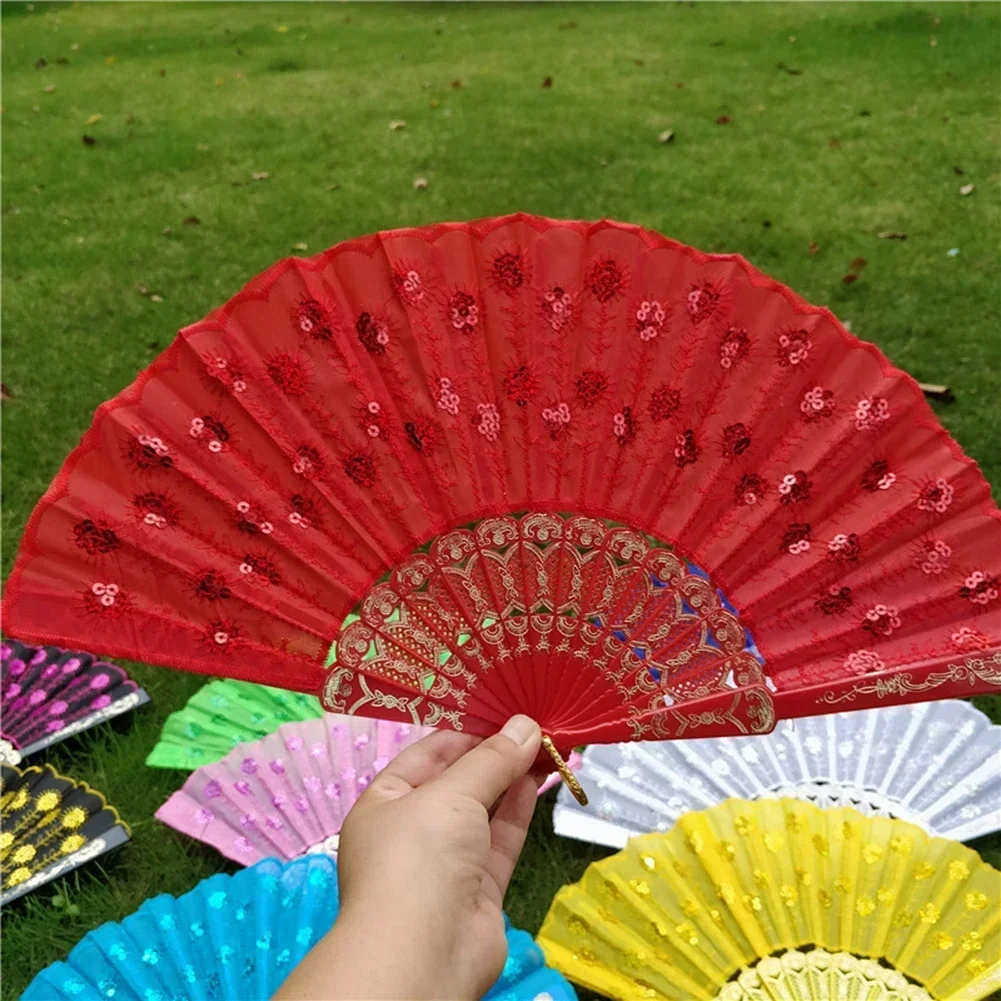 Fan Folding Fan Flower Dance Folding Decoration Hand Held FAN Multicolor New Chinese Party Plastic High Quality