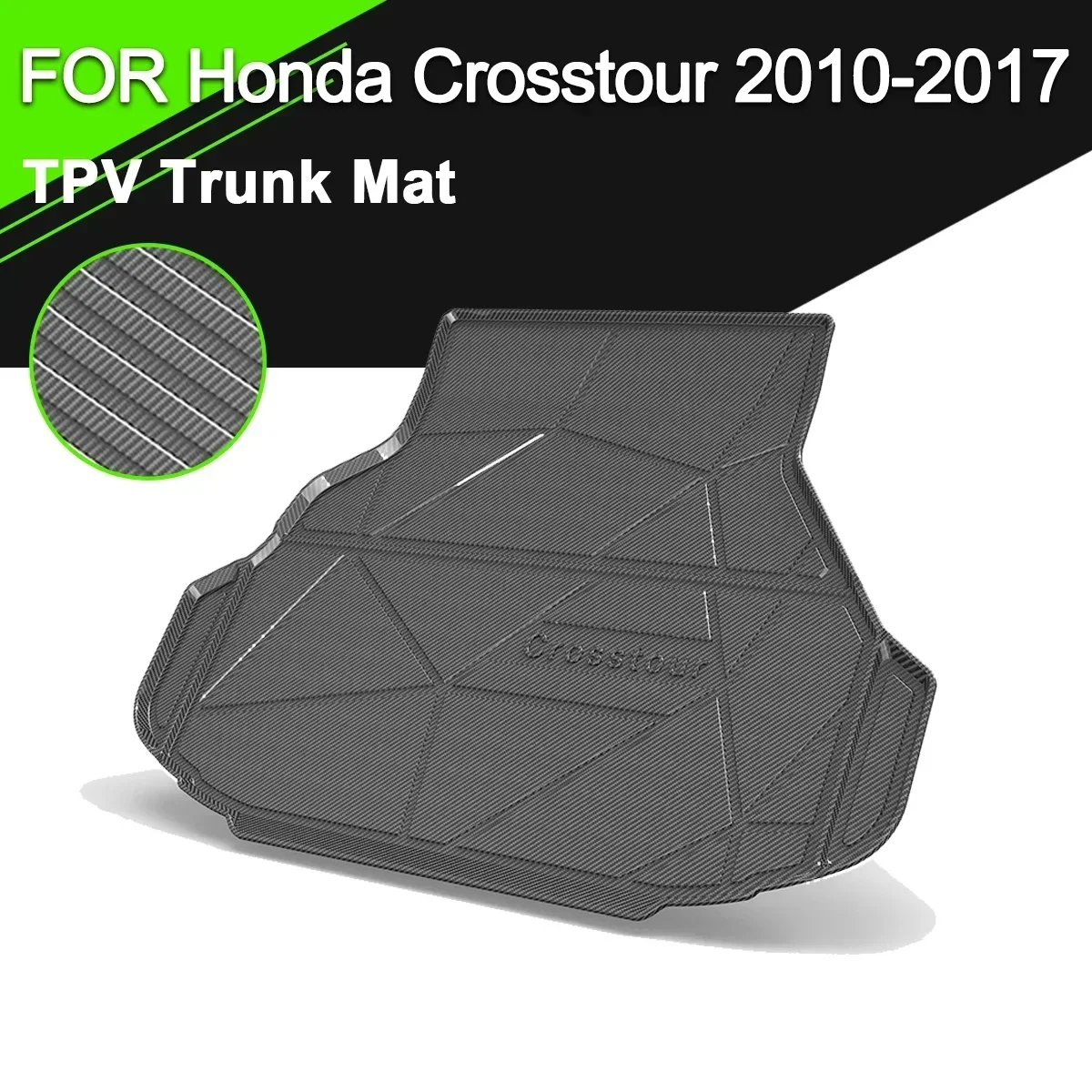 

Car Rear Trunk Cover Mat TPV Waterproof Non-Slip Rubber Cargo Carbon Fiber Pattern Liner For Honda Crosstour 2010-2017