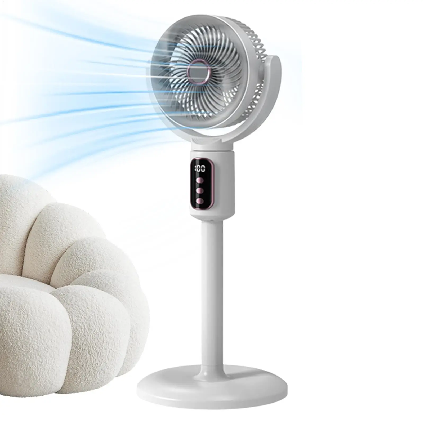 Standing Fan 5 Wind Speeds Adjustable Height Digital Display Bedroom Oscillating Fan for Homeowners Dwellers Renters Home Office