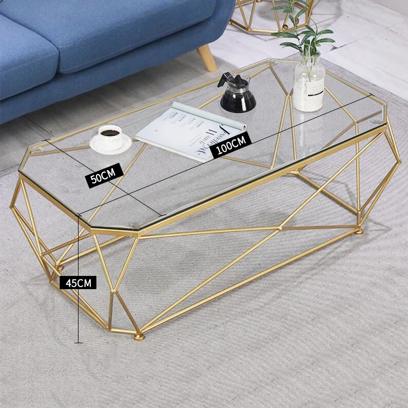 Luxury Glass Coffee Table Golden Design Center Gold Base Coffee Table Nordic Home Table Basse Luxe Decoration Balcony OC50BZ