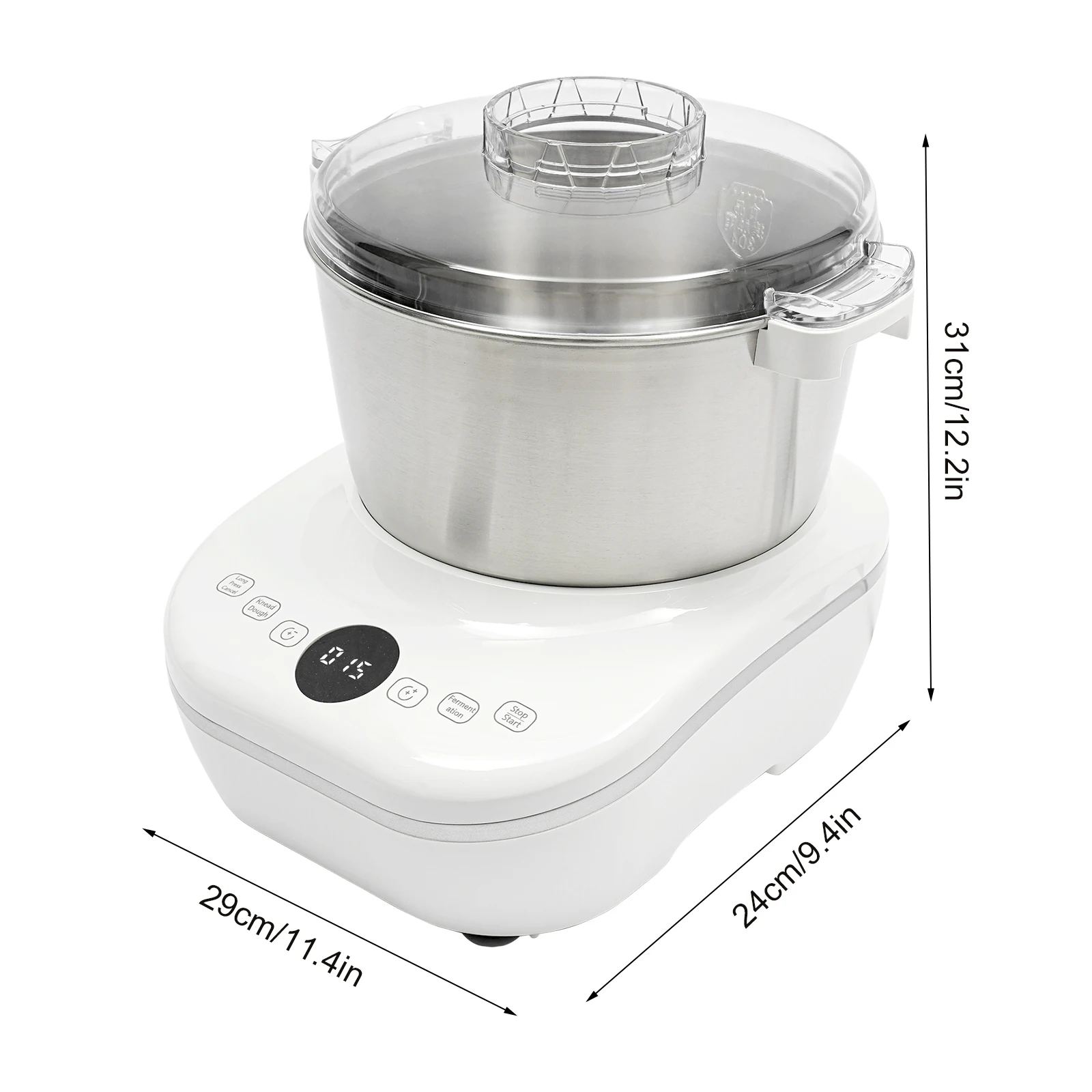 発酵機能付き電気生地メーカーマシン、4.5クォート230Wステンレス鋼自動ニーダー、パン、ピザ、麺用