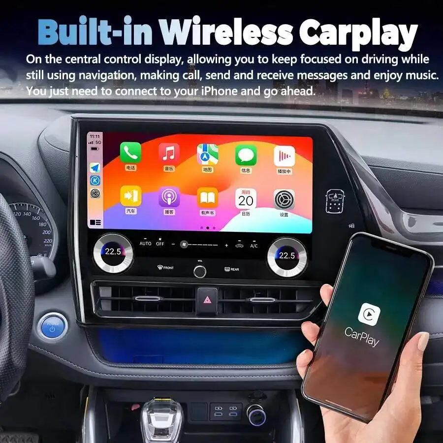 13.3'' Android Multimedia Video Player For TOYOTA Highlander KLUGER Stereo Wireless CarPlay Auto Radio GPS Navigation Bluetooth