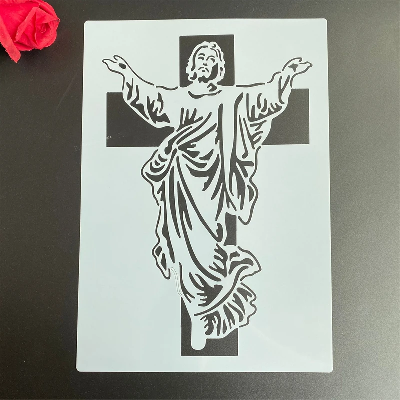 A4 29 *21cm DIY Stencils wall  Painting Scrapbook Coloring Embossing Album Decorative Paper Card Template wall Jesus Christ