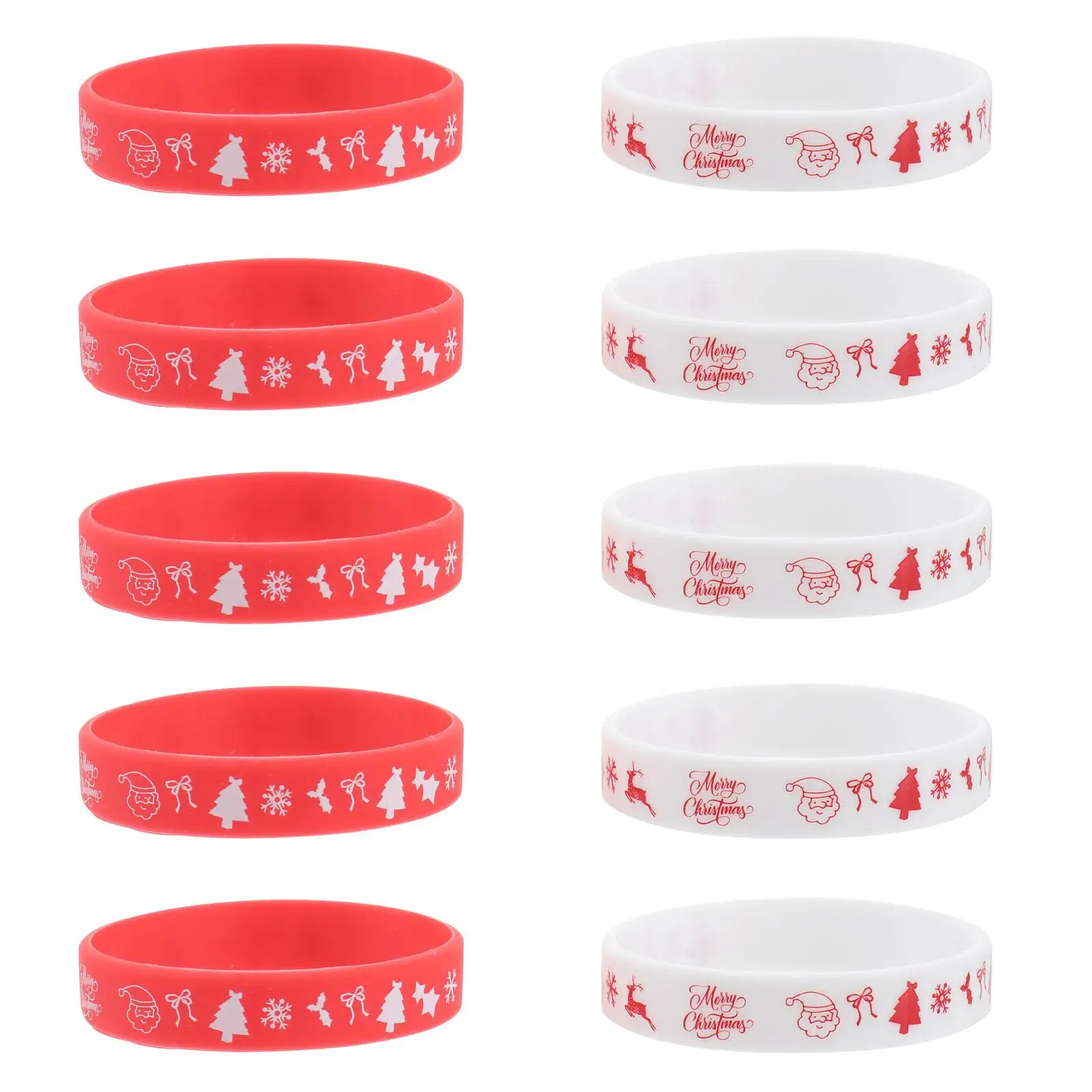 10 Pcs Silicone Wristband Wristband High Quality Safe Flexible Cartoon Christmas Party Bracelets Beauty Toys Gifts
