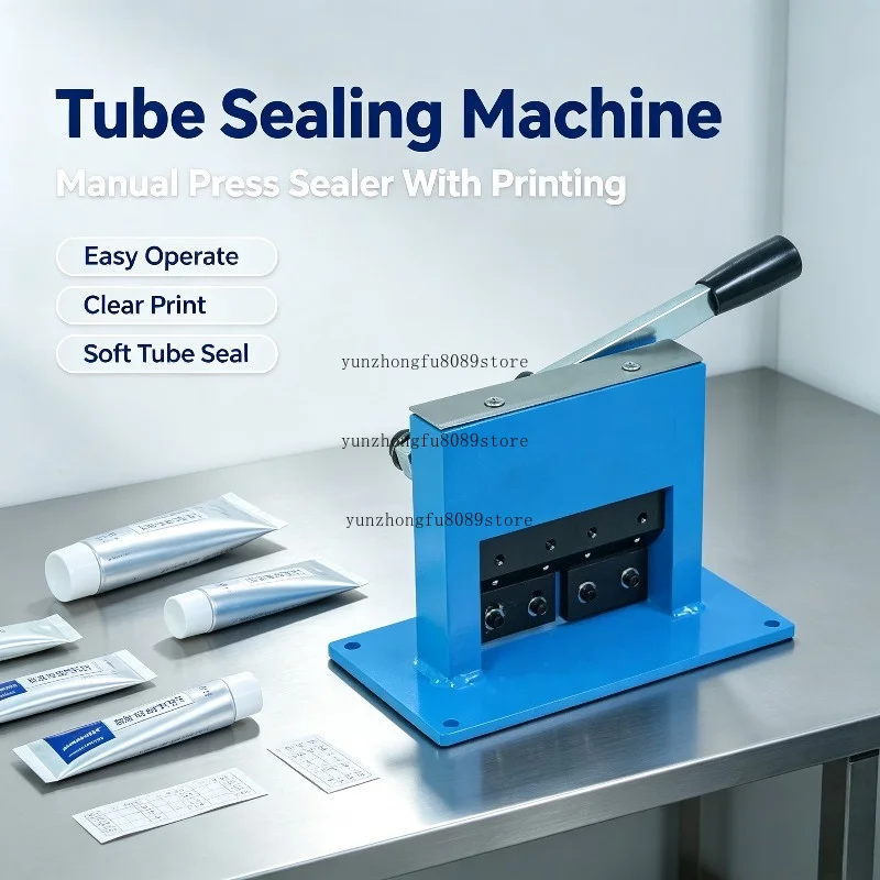 Manual Aluminum Soft Tube Sealing Machine With Printing Function Sturdy Portable Hand Press Sealer For Packaging Production