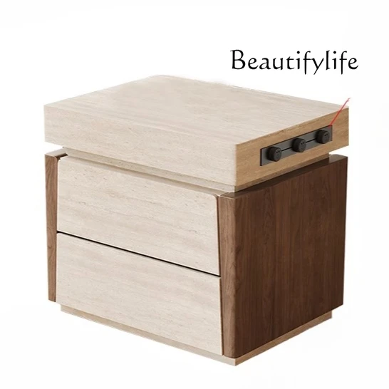 

Travertine Nakajima Terrace retro walnut high-end home multi-function customizable kitchen bar single guide table