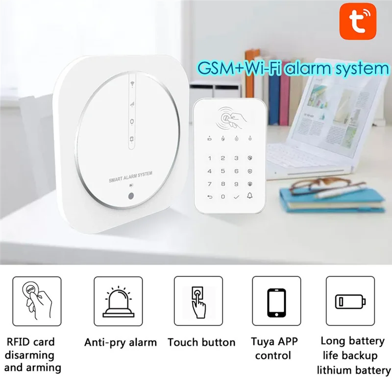 AS95-Graffiti Burglar Alarm Intelligent WIFI+GSM Dual Network Alarm System ABS Screenless Alarm Host