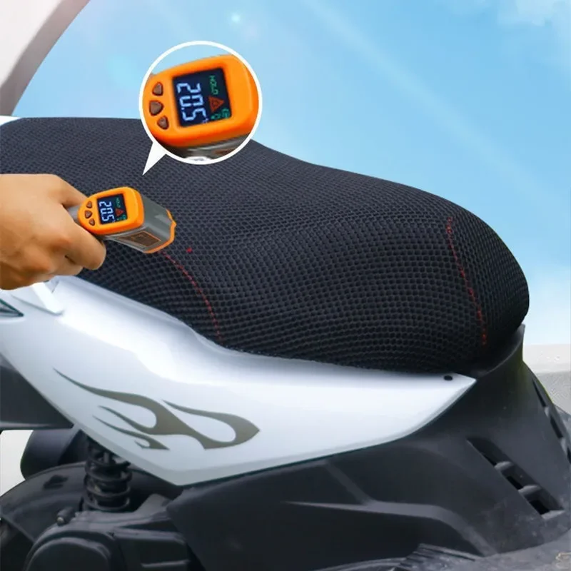 Motorcycle 3D Mesh Fabric Anti-skid Pad Scooter Seat Electric Bike Seat Cover Breathable Waterproof Covers Cushion Net Cover image 3