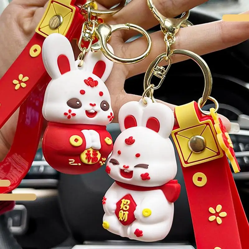 2023 New Year Keychain Cute Rabbit Keychains Bunny Hanging Accessories Decors Chinese Zodiac Animals Key Chain